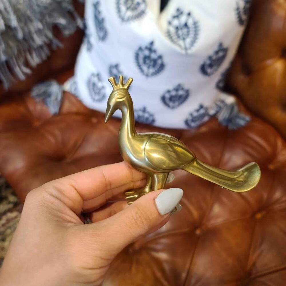 Brass peacock figurine statue